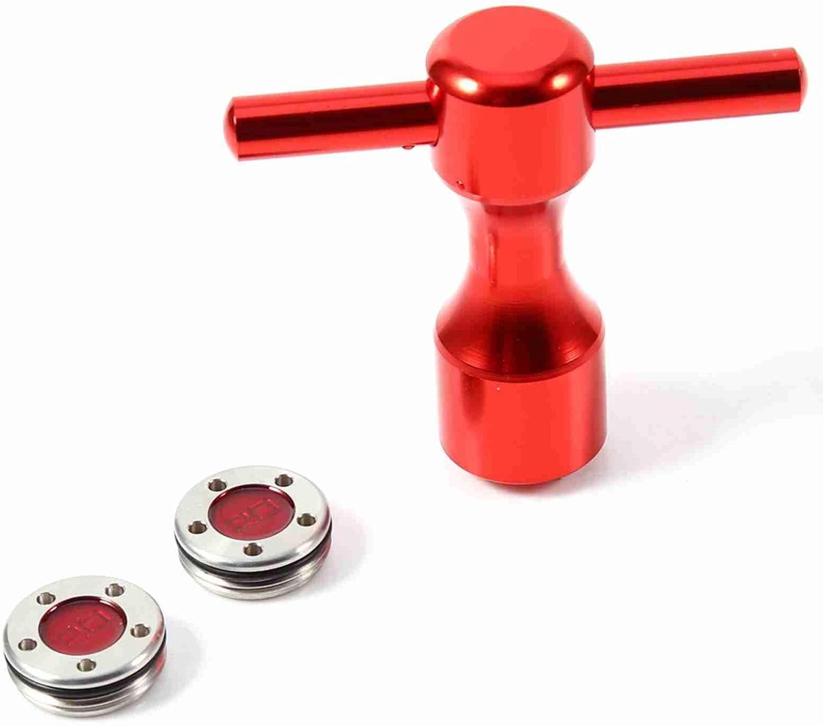 SnelShoppen - Golfs Putter Weight Wrench Tools Set van 2 Stuks in Rood, 20g Verstelbare Golfs Putter Gewichten, Gemaakt van Aluminium en RVS, Compatib