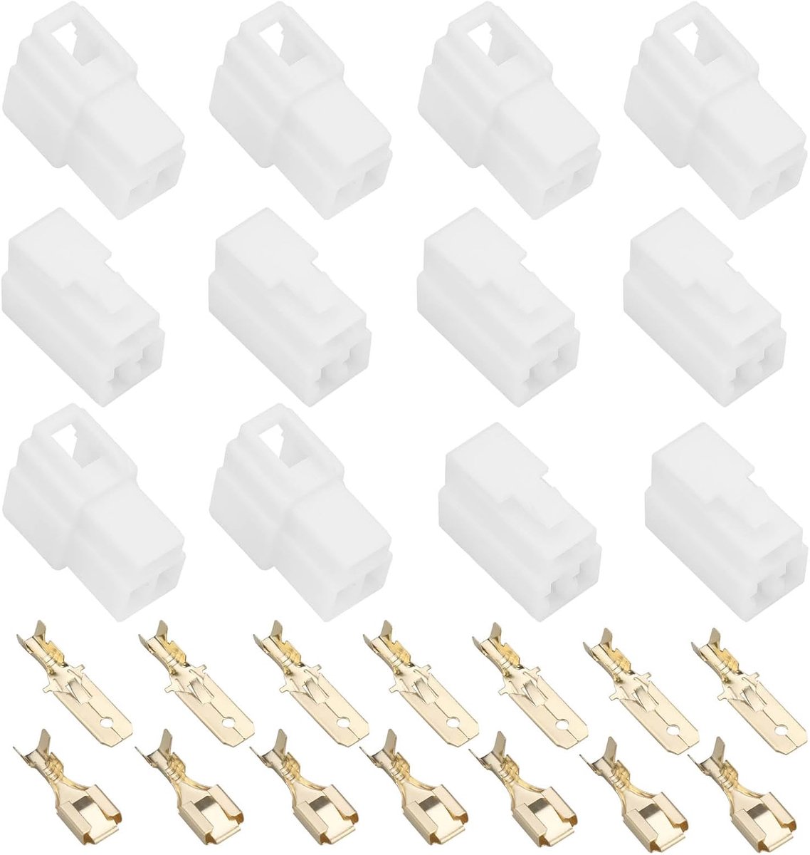 SnelShoppen - 10 Sets 3-Pin Auto Elektrische Draad Connectoren Male Female Kabel Terminal Plug Kits voor Motorfiets Ebike Auto 6.3mm Connector Wit