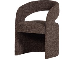 WOOOD Lanor Eetkamerstoel Grove - Bouclé - Donkerbruin - 76x58x57