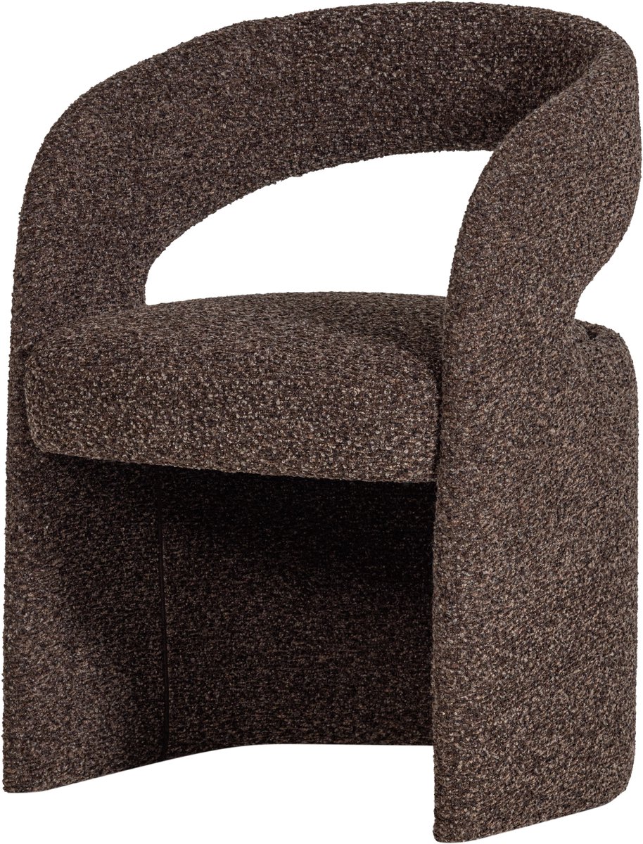 WOOOD Lanor Eetkamerstoel Grove - Bouclé - Donkerbruin - 76x58x57