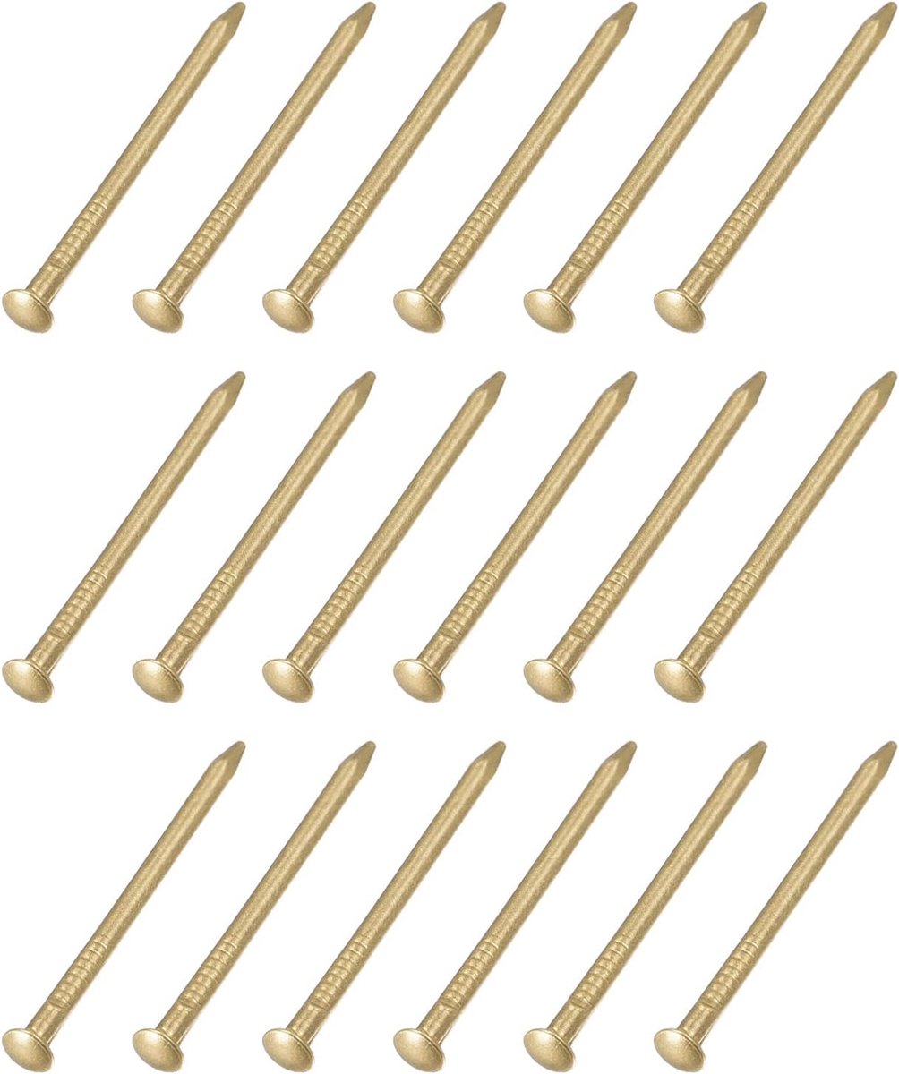 SnelShoppen - METALLIXITY Kleine Spijkers (1.2 x 20mm) 50 Stuks Messing Kleine Hout Spijkers voor Huishoudelijke Houtbewerking, Messing Klei, Klussen,