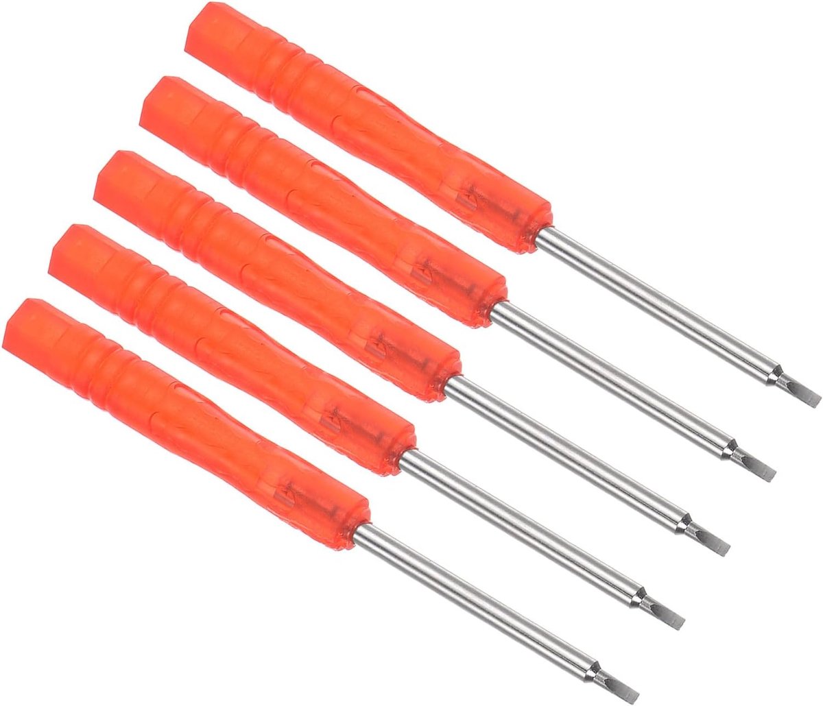 SnelShoppen - Mini Sleufschroevendraaier 1.5mm, 85mm Lengte, Stalen Platte Schroevendraaier met Antislip Rode Grip - 5 Stuks voor Brillen, Horloges, E