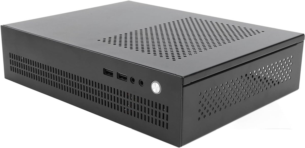 SnelShoppen - Mini ITX Behuizing, Compacte ITX Chassis voor Gaming PC, Stalen Ondersteuning, 2 USB 2.0 Poorten, Flexibele Plaatsing, SSD en 50Mm CPU K