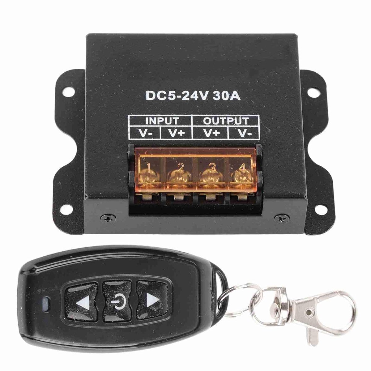 SnelShoppen - LED Dimmer DC 12-24V 30A Draadloze Afstandsbediening voor MR16 LED Spotlights en LED Strip Lichten - Zwart Ijzer 8.5x6.3x2cm