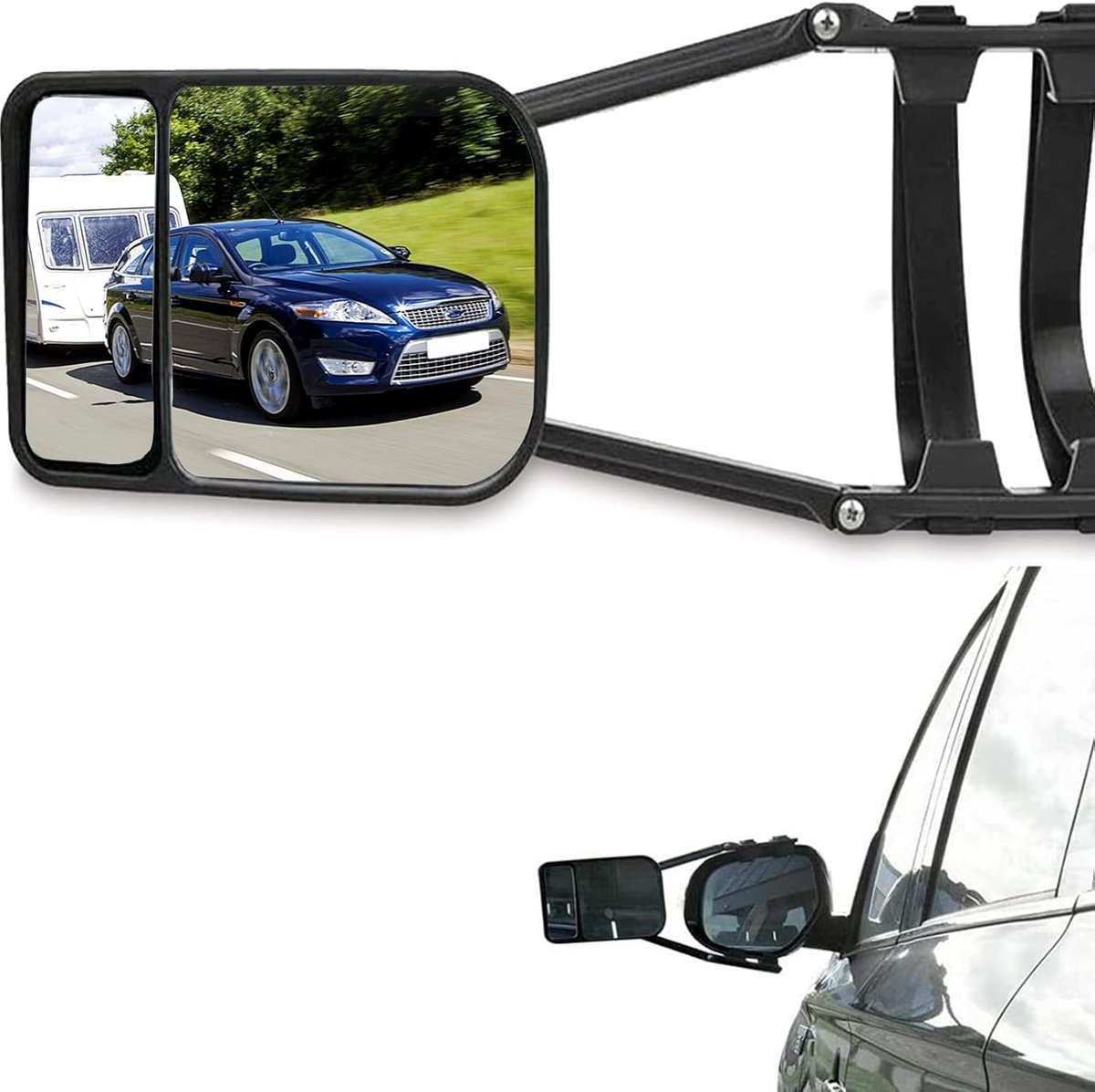 SnelShoppen - Car Towing Mirror, Clip-On Towing Spiegel Extensies, 2022 Nieuwste Universele Verstelbare Dubbele Lens Towing Spiegel, 1 Stuks