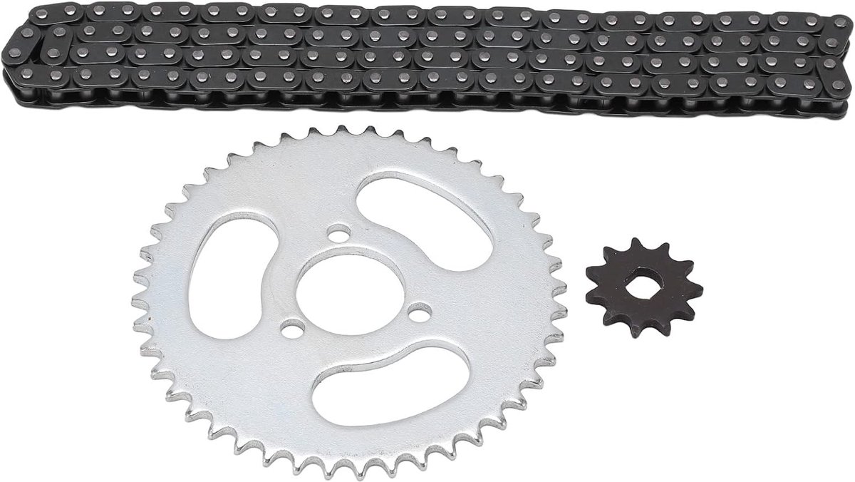 SnelShoppen - T8F Ketting Set voor Karts, ATV's en Mini Motorfietsen - Hoogwaardige Stalen Voor- en Achtertandwielen - Duurzaam en Betrouwbaar
