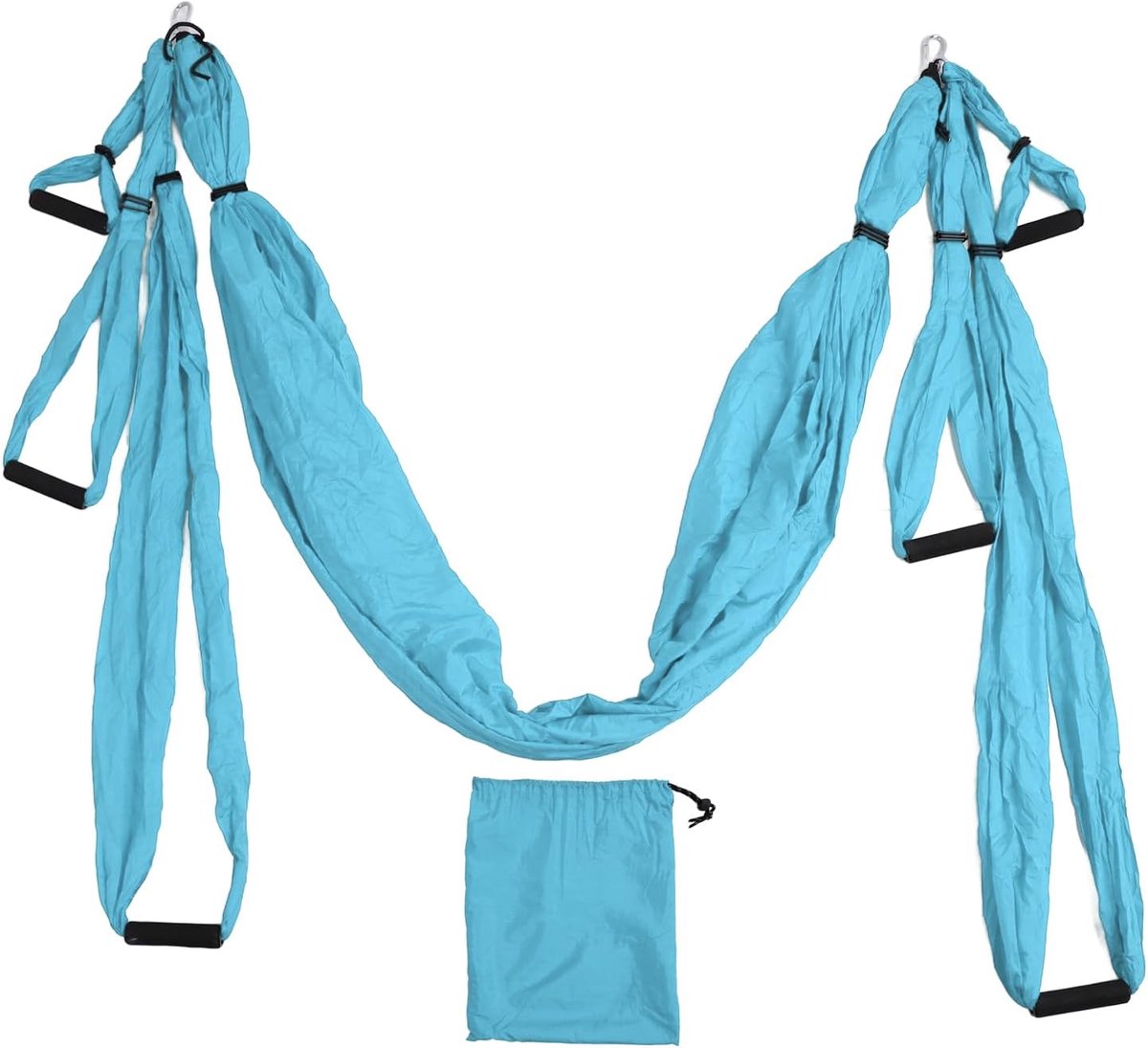 Air Yoga Hammock Swing Set with Storage Bag, Carabiner Hooks, Starter Set for All Levels, Harness (Lake Blue) - ShopVlot