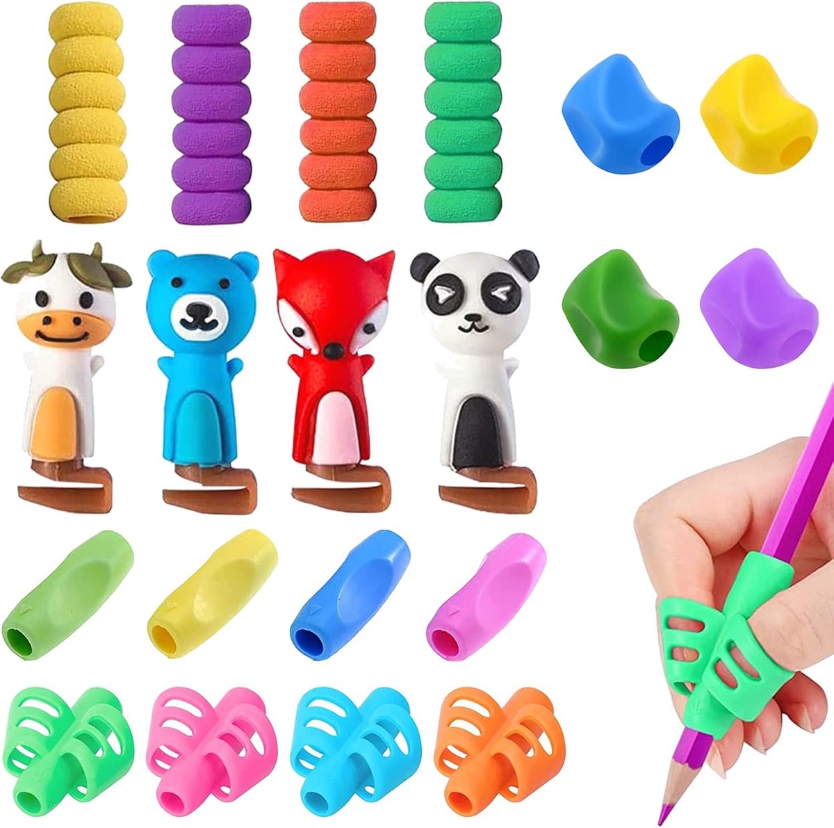 SnelShoppen - 20 Stuks Kleurige Siliconen Potlood Grip voor Kinderen en Volwassenen, Ergonomische Handwriting Corrector, Verlichting van Handvermoeidh