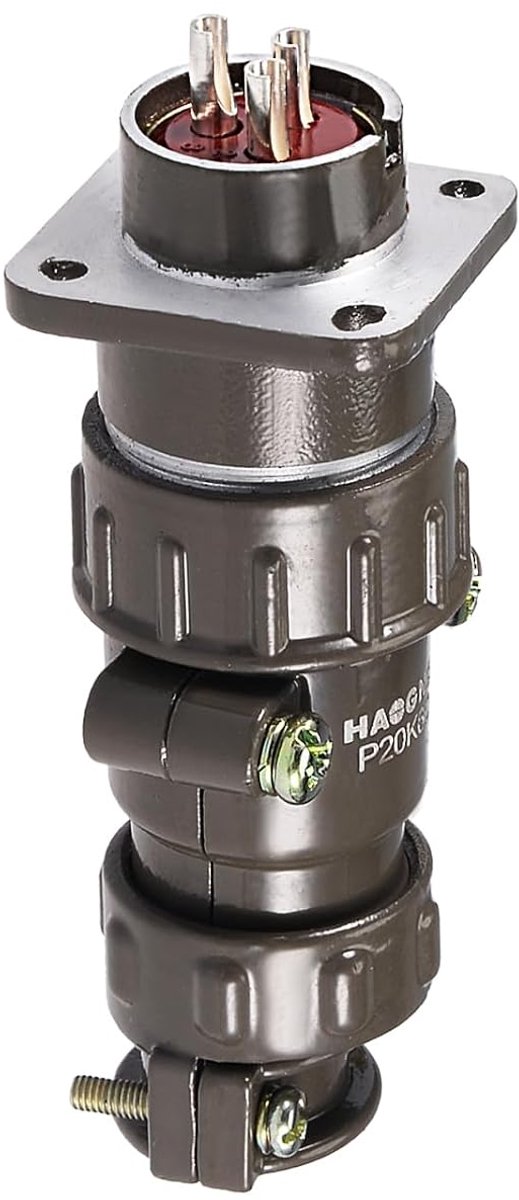 SnelShoppen - Waterdichte Ronde Stekker P20-3 25A voor Luchtvaartkabel, 3 Polig, 20 mm, Donkergrijs, Verpakking van 1, Geschikt voor Netwerk en Comput
