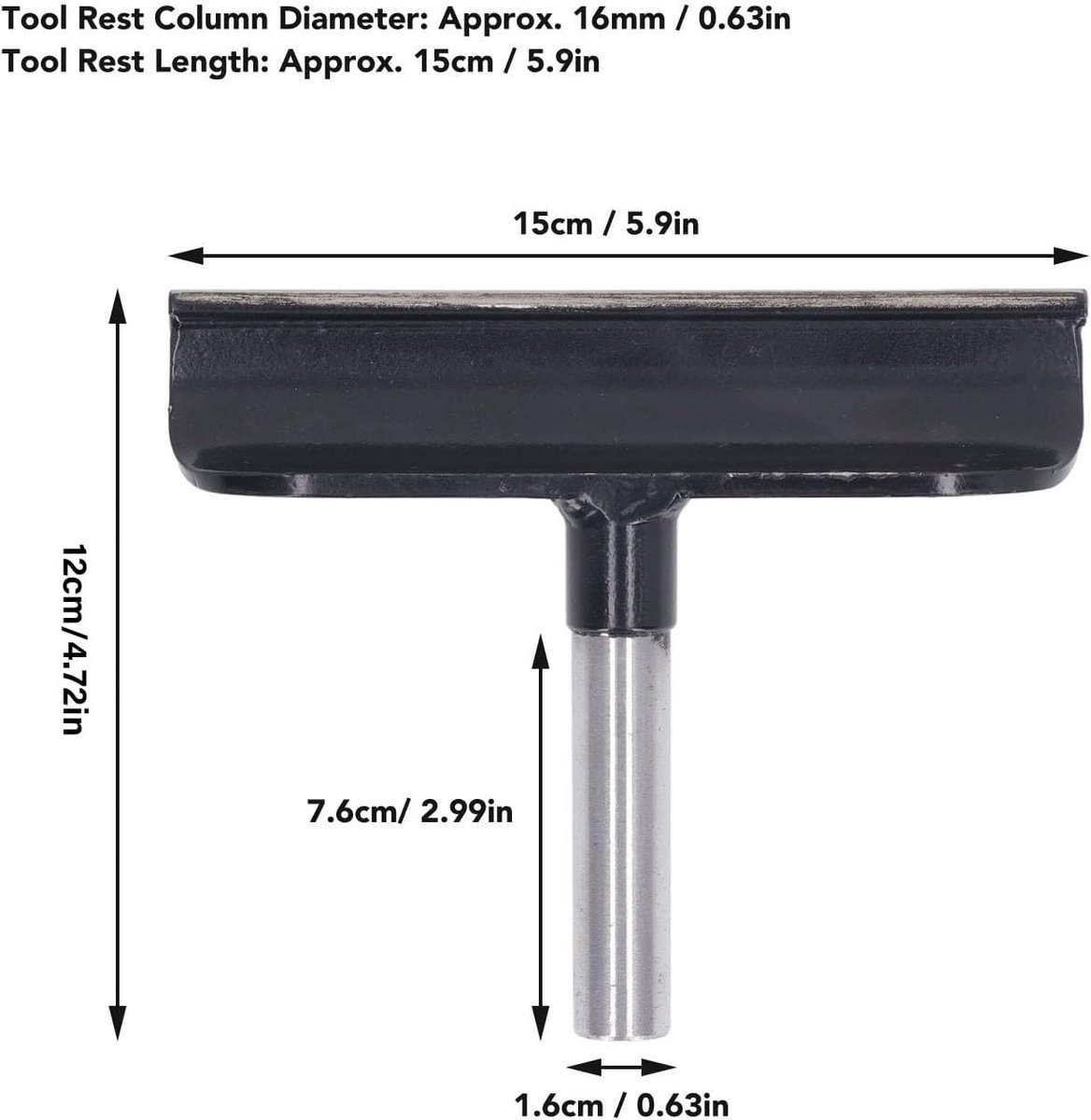 SnelShoppen - Lathe Tool Support RVS T Type Tool Pole Houtdraaibank Gereedschap 16mm Diameter 15cm voor Houtbewerking
