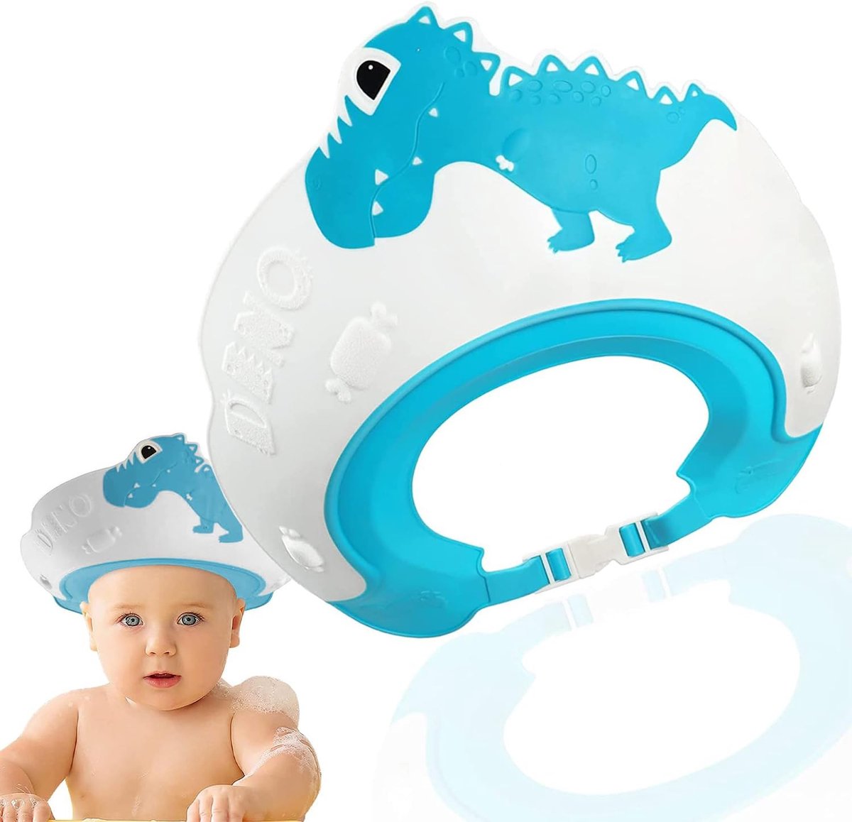 SnelShoppen - Kinderen Douchekap Haarwas Hulp Baby Verstelbare Shampoo Bescherming Baby Visor voor Ogen Oren Gezicht (Blauw)