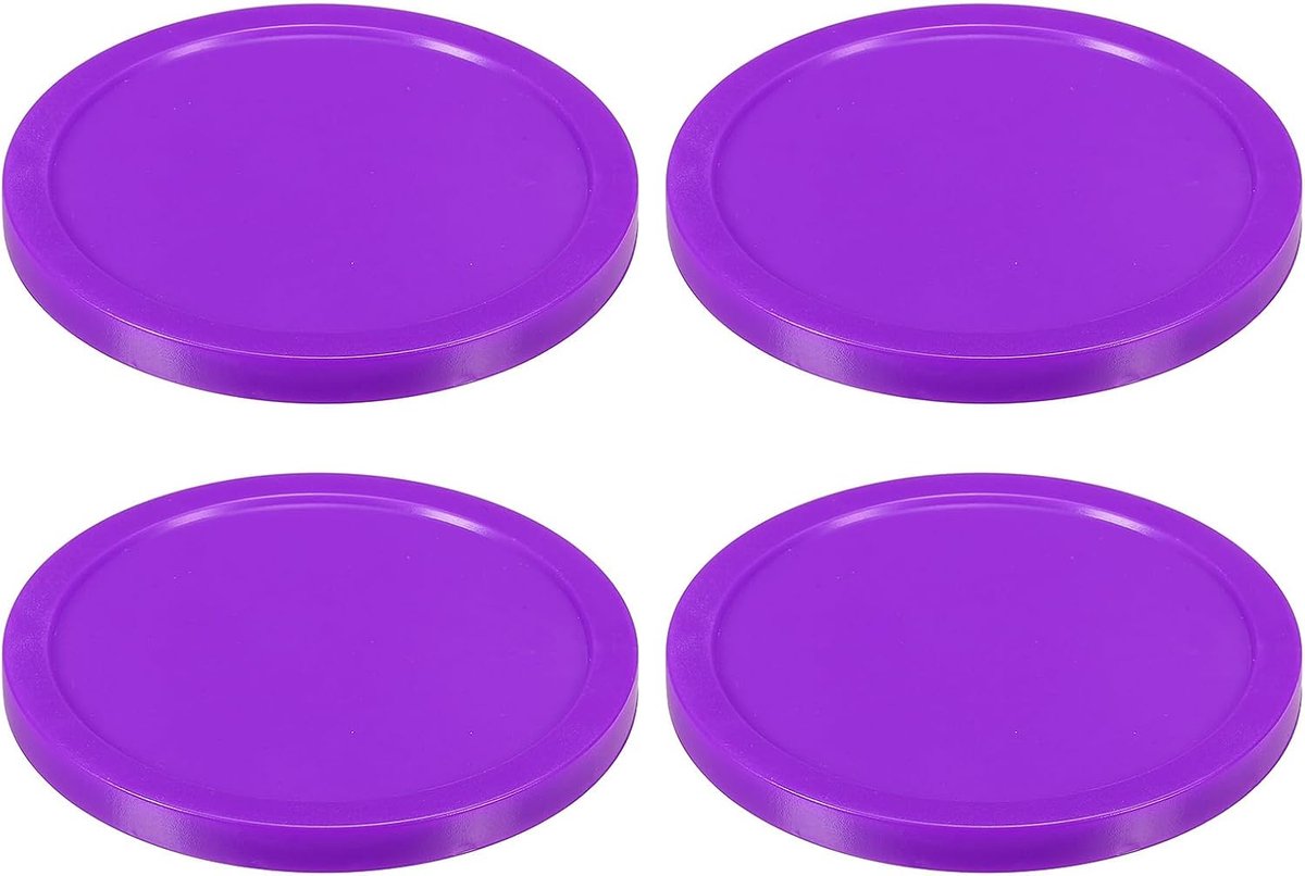 SnelShoppen - Air Hockey Pucks Vervangingen voor Speltafel - 4 Stuks - Paars - Duurzaam ABS - 8.2 cm - Ideaal voor Feestjes en Spelletjesavonden
