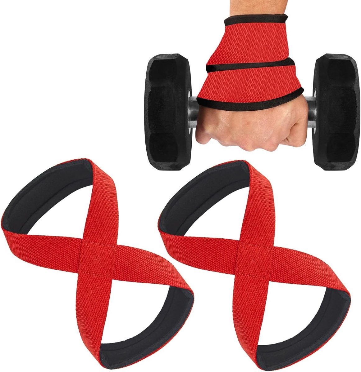 Professionele Gewichthefriem met Gevoerde Polssteun en Figure 8 Ontwerp voor Deadlifts, Pull-Ups en Powerlifting Accessoires