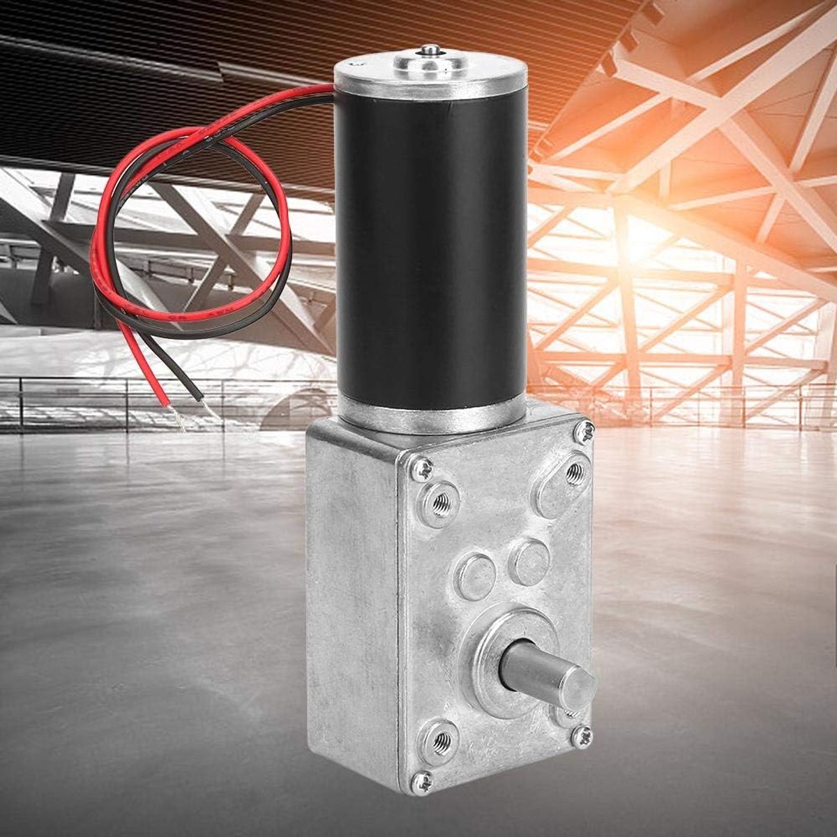 SnelShoppen - Worm Gear Motor 12V 10RPM - Hoog Koppel Snelheidsreductie Elektrische Motor met 8mm As - Duurzaam, Robuust, Ideaal voor DIY Projecten en