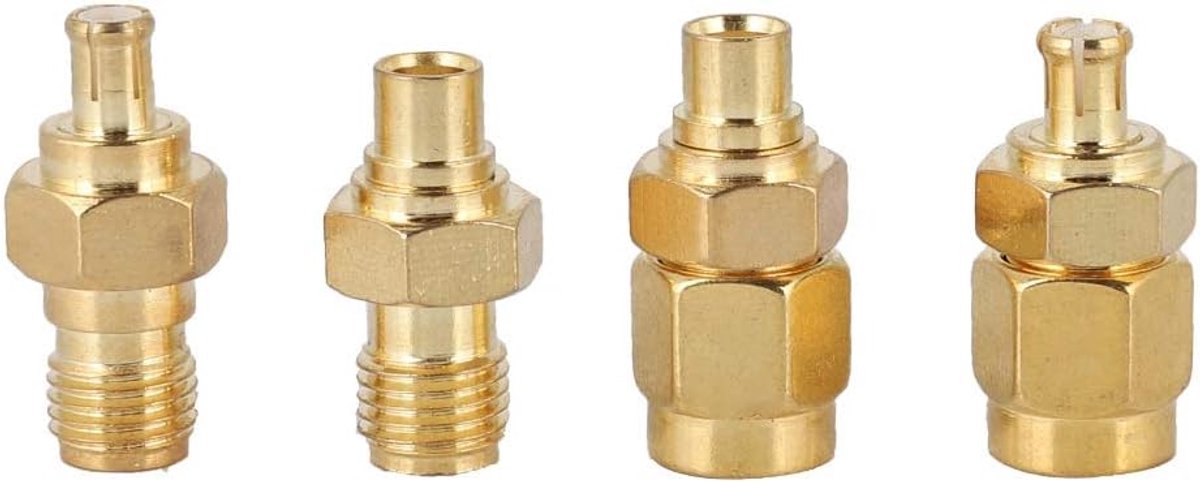 SnelShoppen - 4 Stuks MCX naar SMA Adapter - Koper met Nikkelcoating - 50 Ohm Impedantie - Voor Antennes, Radio en Coaxiale Kabels - Corrosiebestendig
