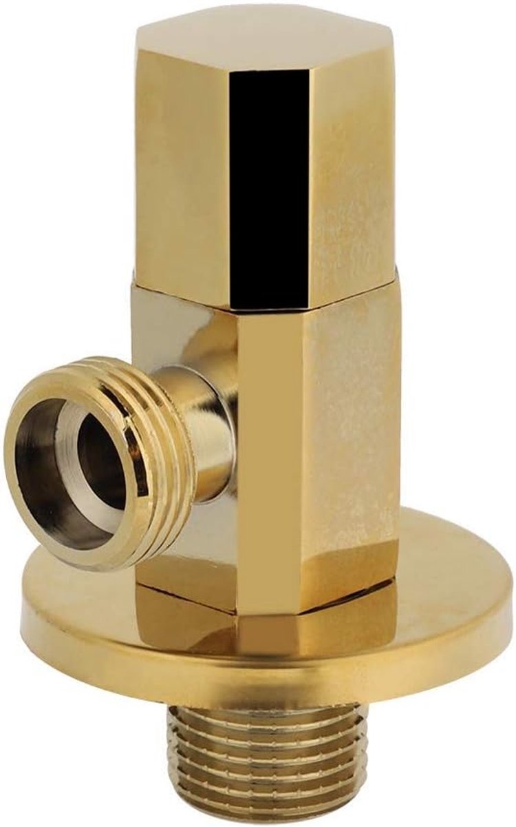 SnelShoppen - Hoekkraan Messing Goud Waterhoekkraan Badkamer Waterstopkraan 1/2" Schroefdraad