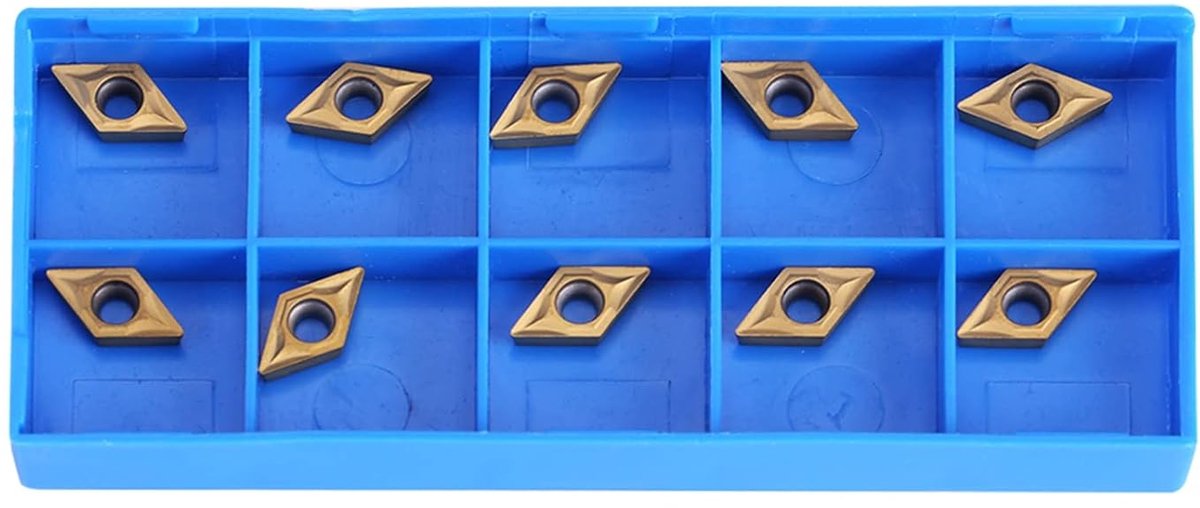SnelShoppen - 10 Stuks CNC Carbide Tips Inserts Snijblad Cutter Draaibank Gereedschap met Doos - 0.51x0.28x0.10 Inch - Voor Staal en RVS Bewerking