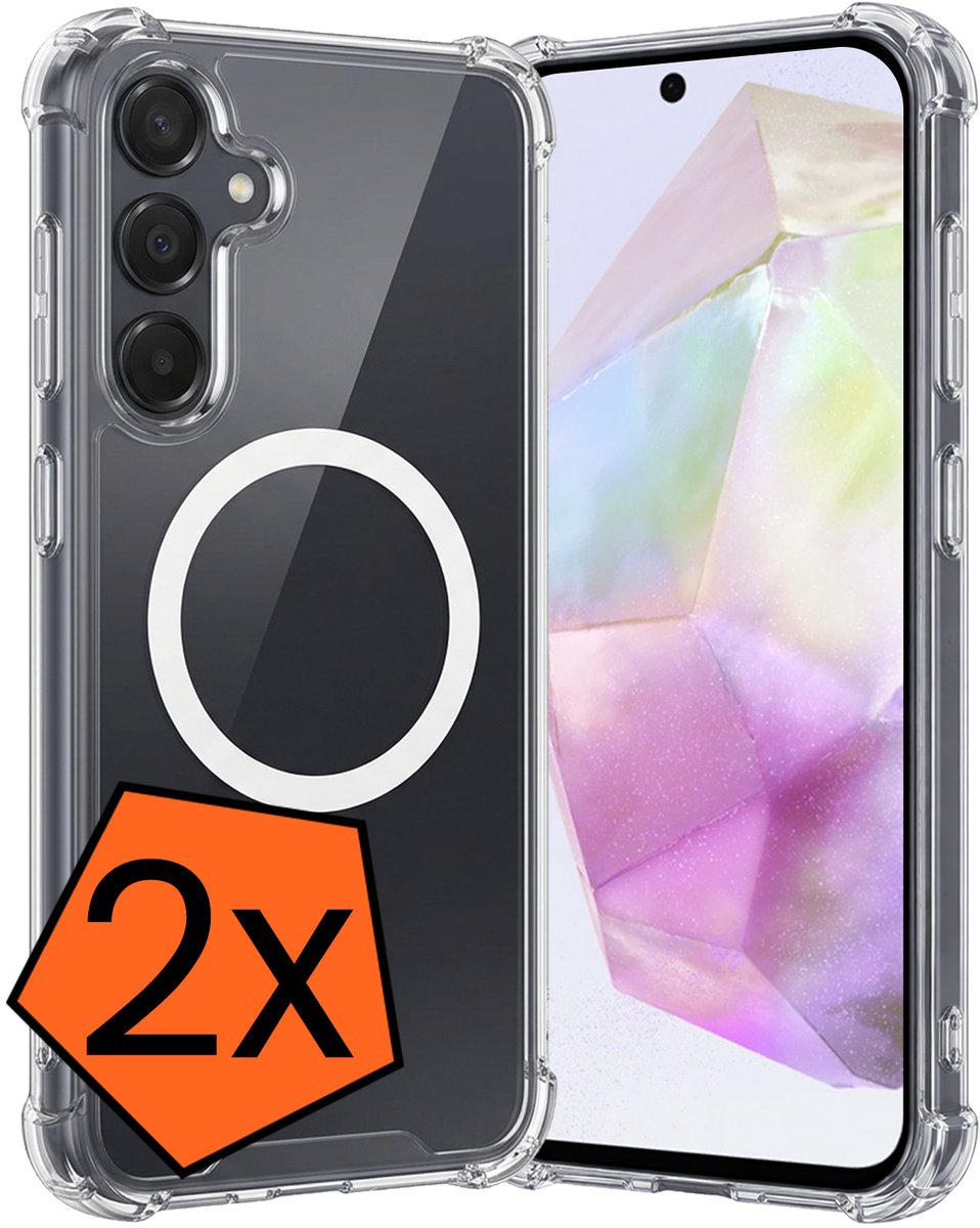 Hoes - 2 Stuks - Geschikt voor Samsung Galaxy A35 - Magsafe Compatible - Sterk & Shockproof - Back Cover - Shock Proof Case - Telefoon Hoes - Transparant