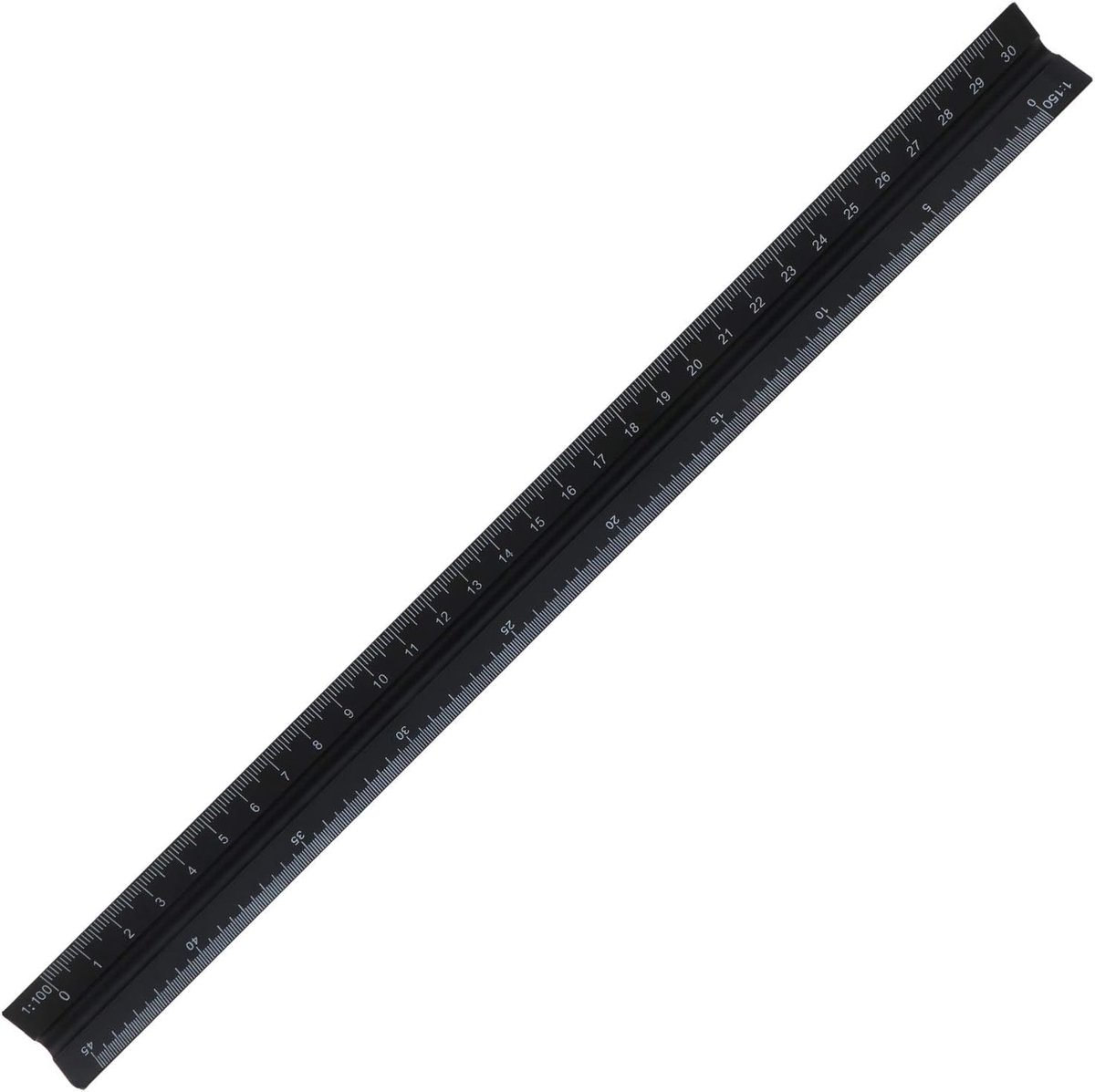 SnelShoppen - Driehoekige Liniaal 30cm Zwart Aluminium Legering Meten Architectuur Schaal 1:20 1:25 1:50 1:75 1:100 1:150