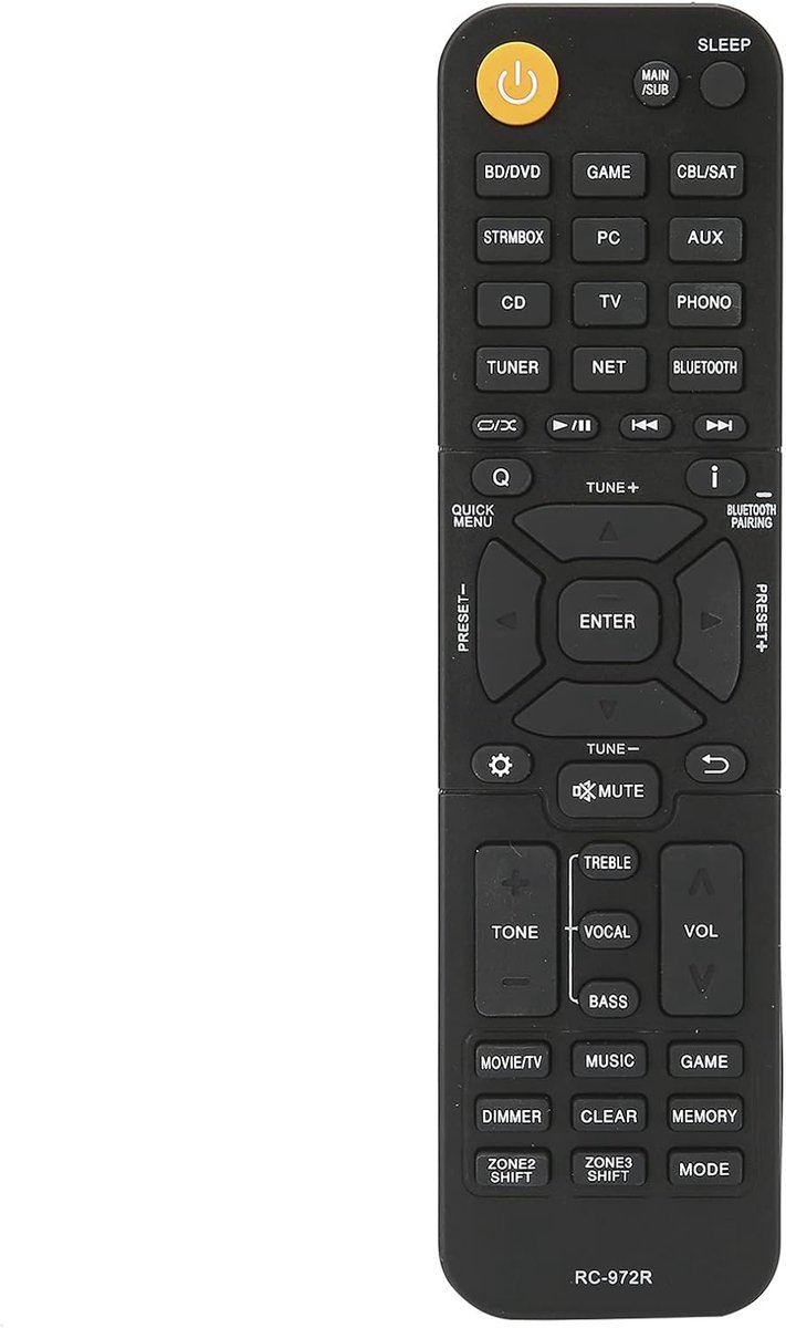 SnelShoppen - Vervangende TV Afstandsbediening RC-972R Geschikt voor Onkyo TV TX-NR696 TX-NR797 TX-RZ840 | Draadloze Zwarte Afstandsbediening | Eenvou