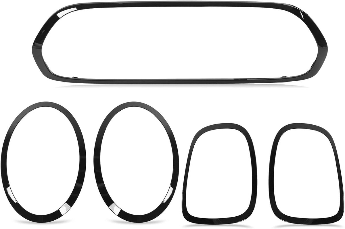SnelShoppen - Aramox Koplamp Achterlicht Grill Cover Set voor Mini F55 F56 F57, 5 Stuks, Glanzend Zwart, Compatibel met S JCW 2014+
