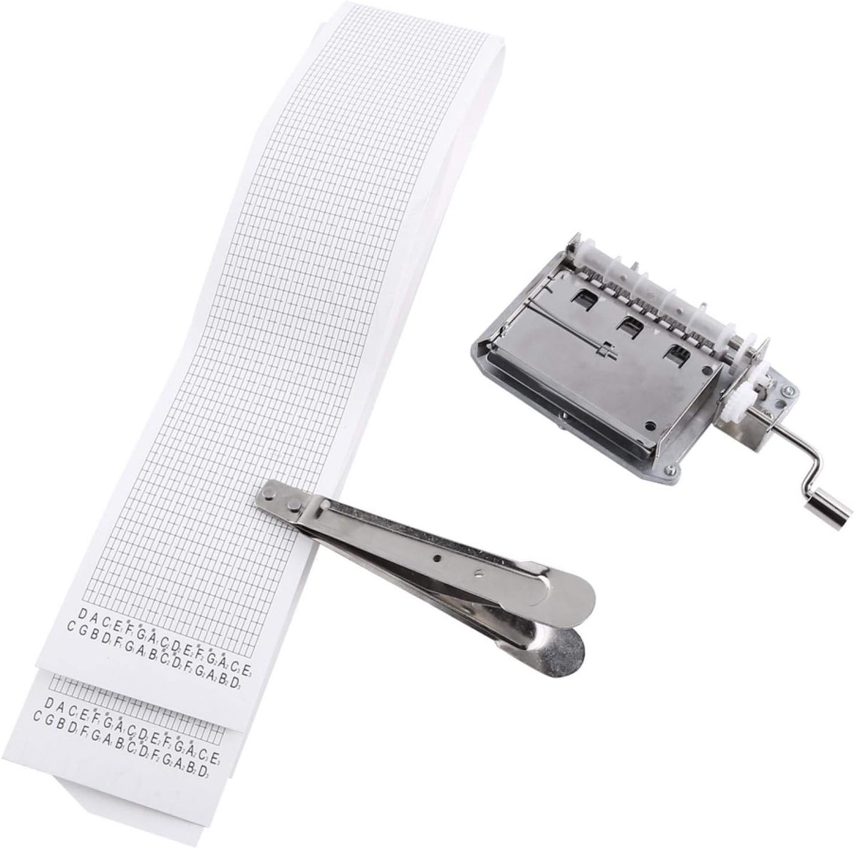 SnelShoppen - 30-Noten Handkruk Muziekdoos DIY Kit - Beweging, Perforator, Lege Tapes - Creatieve Muziekdoos voor Kunst en Muziek - Duurzaam Zinkleger