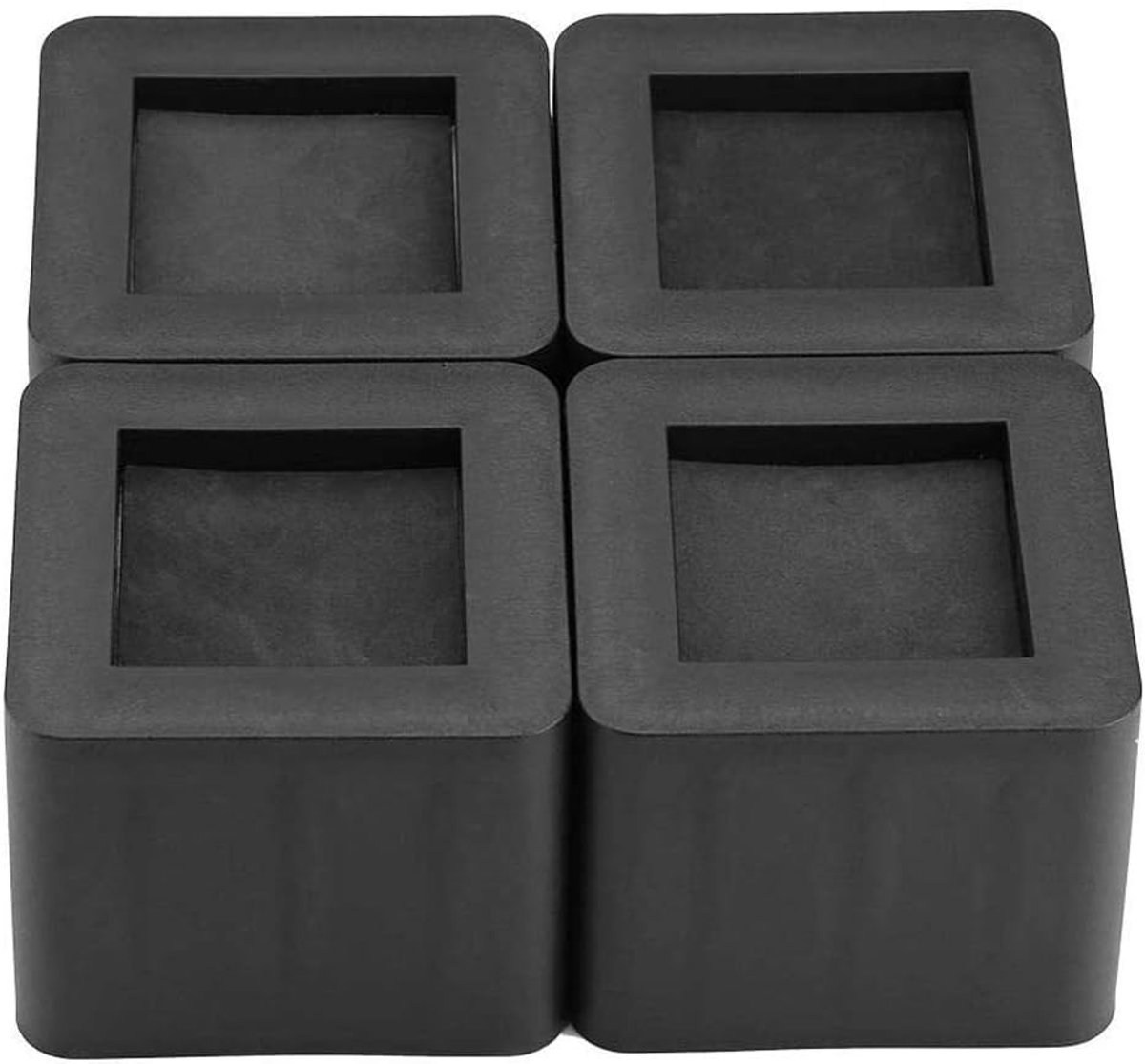 SnelShoppen - 4 Stuks Furniture Leg Raiser, Vierkante PP Kunststof Bedverhoger 10.5 x 10.5 x 8.5 cm, 100kg Gewicht Capaciteit, Antislip Verhoger voor