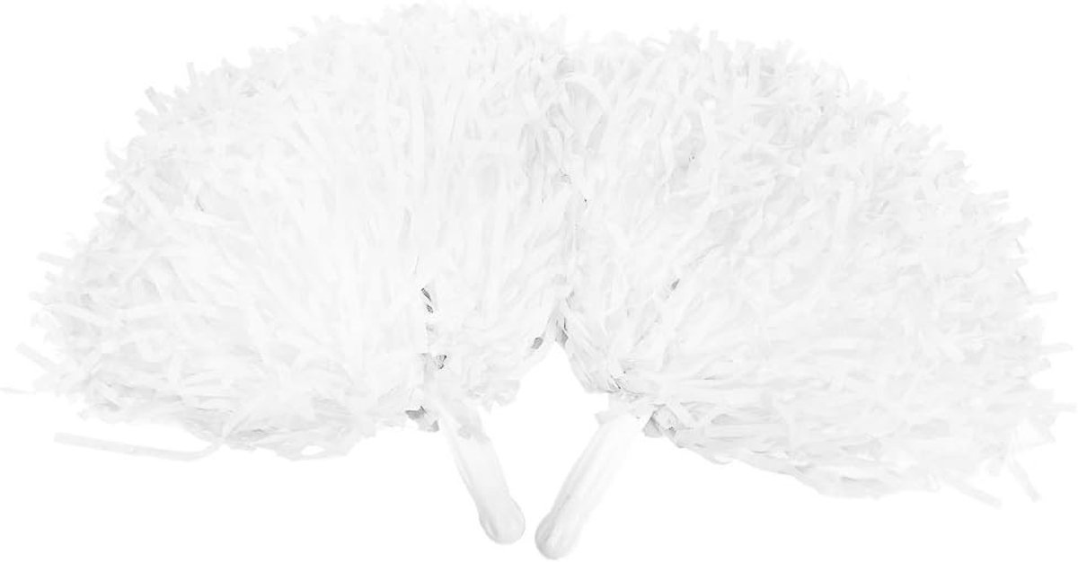 SnelShoppen - 2 Stuks Multicolor Cheerleading Pompons Cheerleader Bloembollen, Sportaccessoires voor Feest, Kostuum, Jongeren, Wit, PE Materiaal