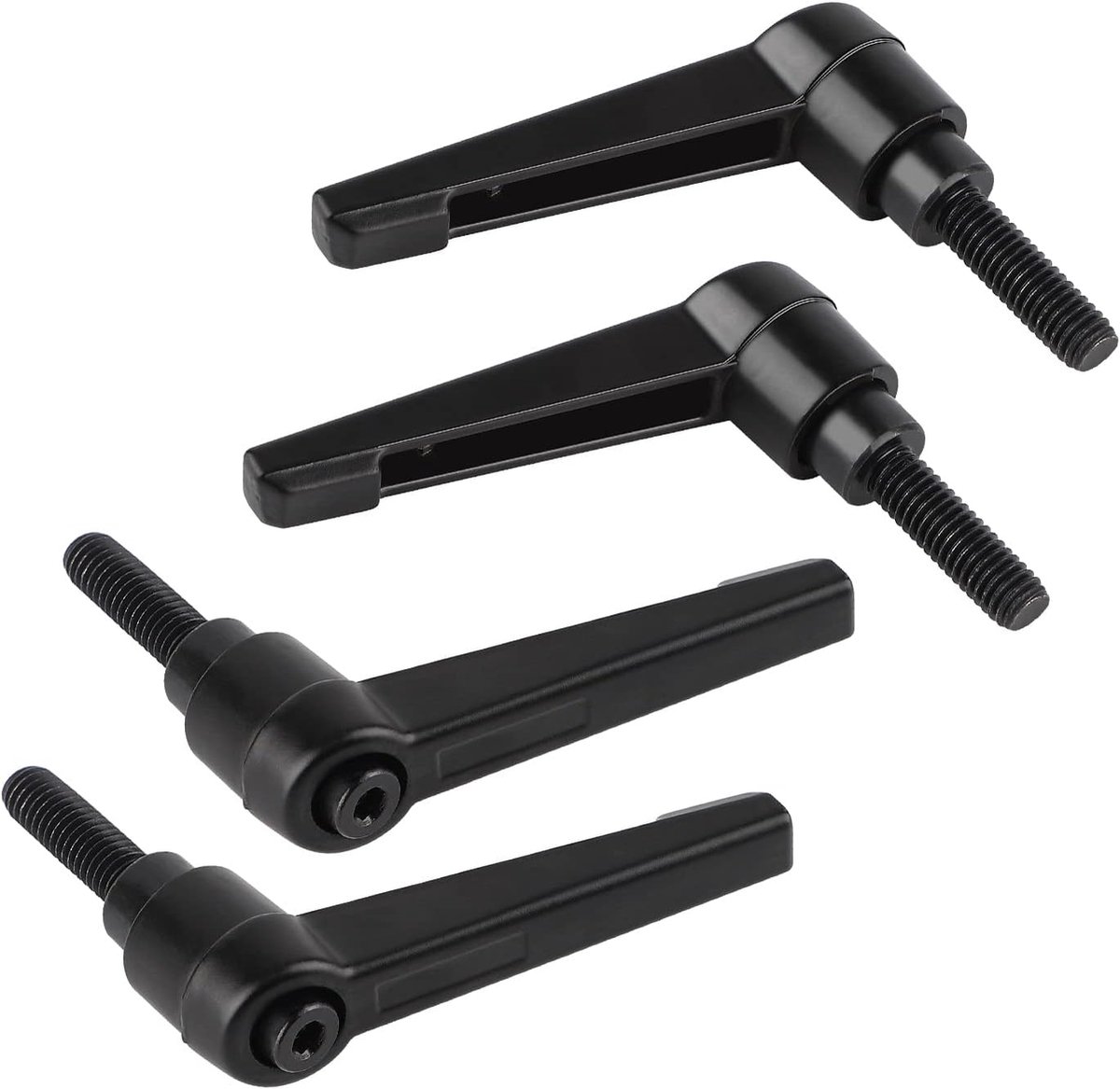 SnelShoppen - 4x Verstelbare Klemhendels M6-20 mm, Carbon Staal, Zwart, Externe Draad Klemhandgreep voor Machines, Klemmen en Gereedschappen