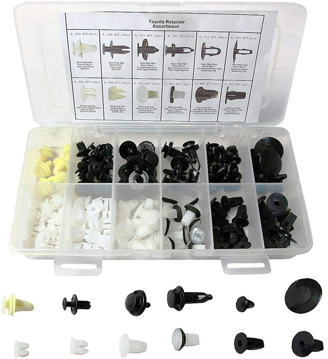 SnelShoppen - 146 Stuks Push Type Retainer Clips voor Auto's - Vervangende Bumperclips en Interieurpanelen - Duurzaam Nylon met Opbergdoos