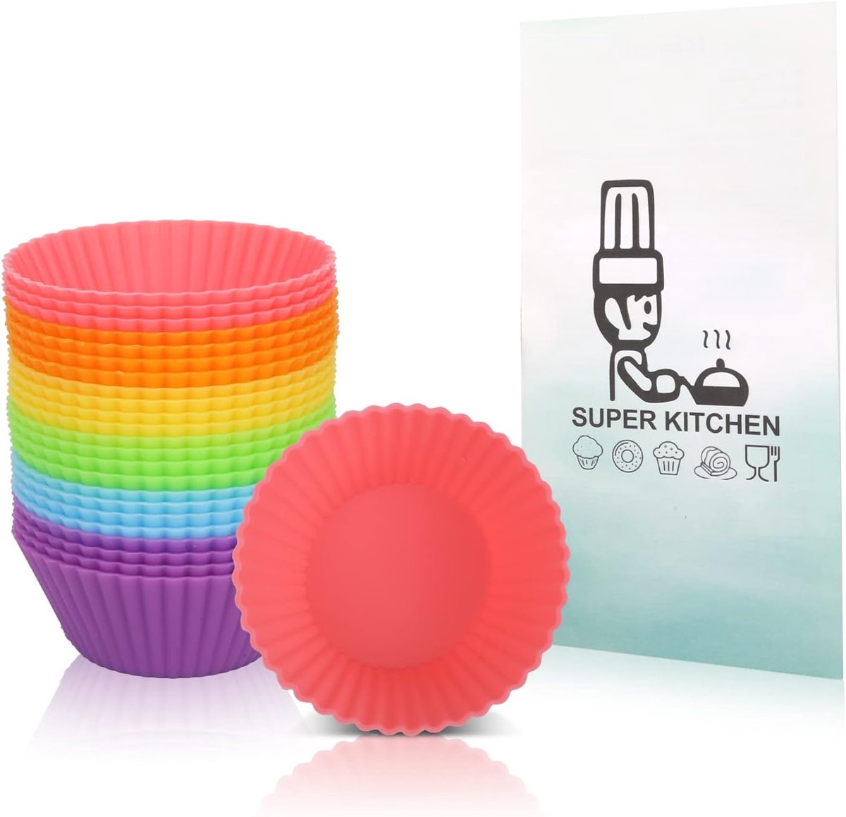 SUPER KITCHEN 5cm Mini Silicone Cupcake Cases, Small Non-Stick Muffin - ShopVlot