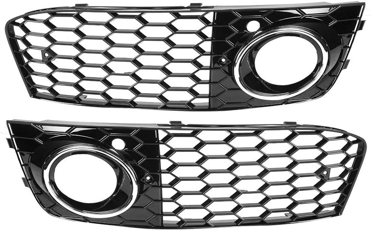 SnelShoppen - Fog Light Cover Lamp Frame Mesh Grille RS Stijl Voor Auto's Geschikt Voor A4 B8 2009-2011 - Hoogwaardige ABS Materiaal - Duurzaam & Stij