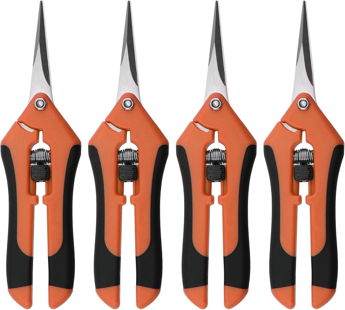 SnelShoppen - 4 Stuks 16.5 cm Hand Snoeischaar, Oogschaar, Bloemscharen, Rechtse Bladen, Oranje, Voor Snoeien en Knippen van Bloemen en Takken