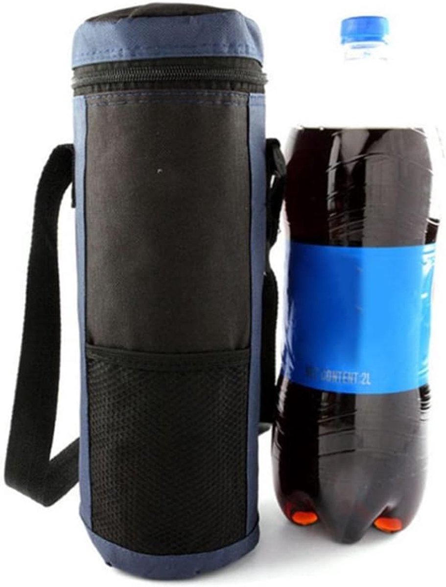 SnelShoppen - Isolerende Flessentas met Binnenvak voor Warm en Koud - Handige Drank Tote Tas met Schouderband - Blauw - Voor Picknick, Camping, Strand