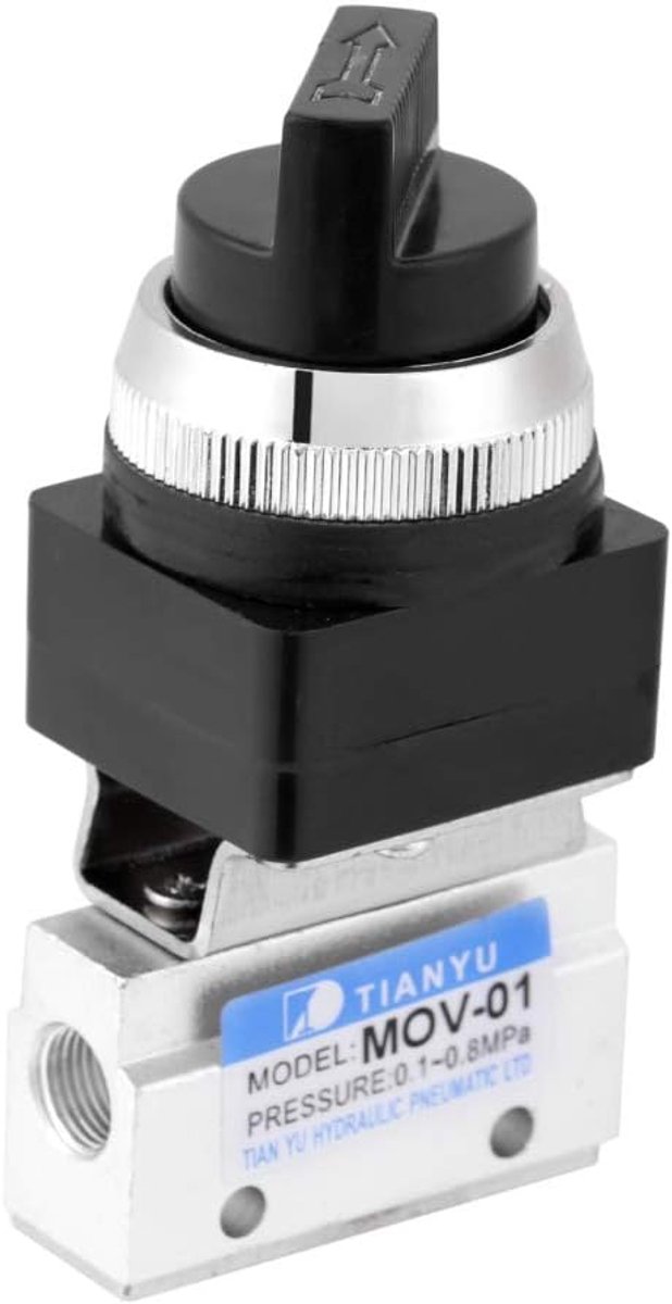 SnelShoppen - 2-weg pneumatische klep MOV-01 G1/8 handbediening 2-positie mechanische klep voor membranen en kleine cilinders