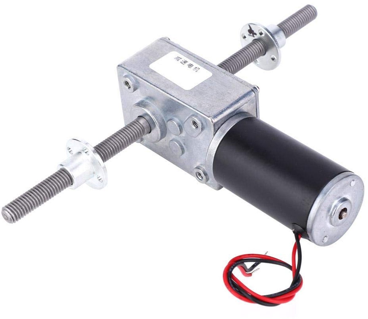 SnelShoppen - DC 24V Worm Gear Motor met Flens, M8 Dubbele As, Hoge Snelheid en Koppel, Turbine Reductiemotor 2480, Reductieverhouding 17 voor Thuisge