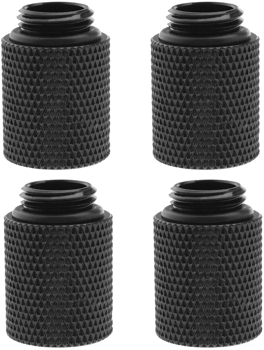 SnelShoppen - 4-delige G1/4 Zwarte Waterkoeling Verlengadapter 20mm Messing met O-Ring Rubber voor Computer Waterkoelingsysteem