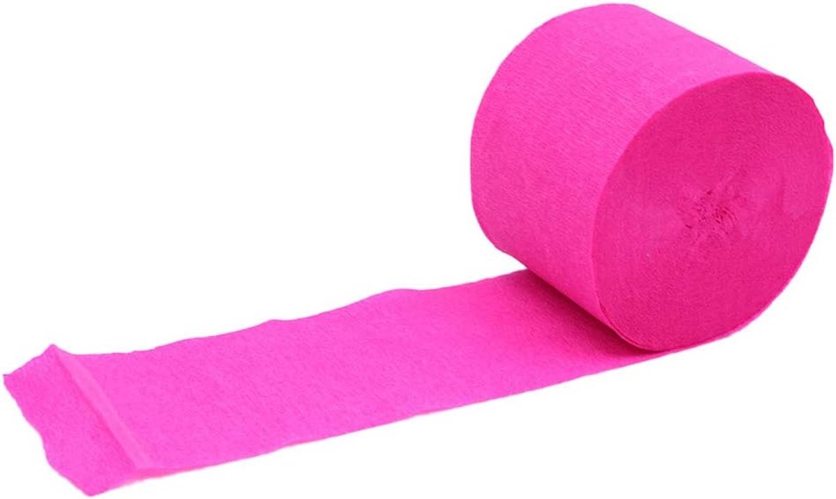 SnelShoppen - 6 Rollen 4.5cm x 25m Crepe Papier Feest Streamers, Hangdecoraties voor Verjaardagsfeest, Bruiloft en Festival - Roze Rood