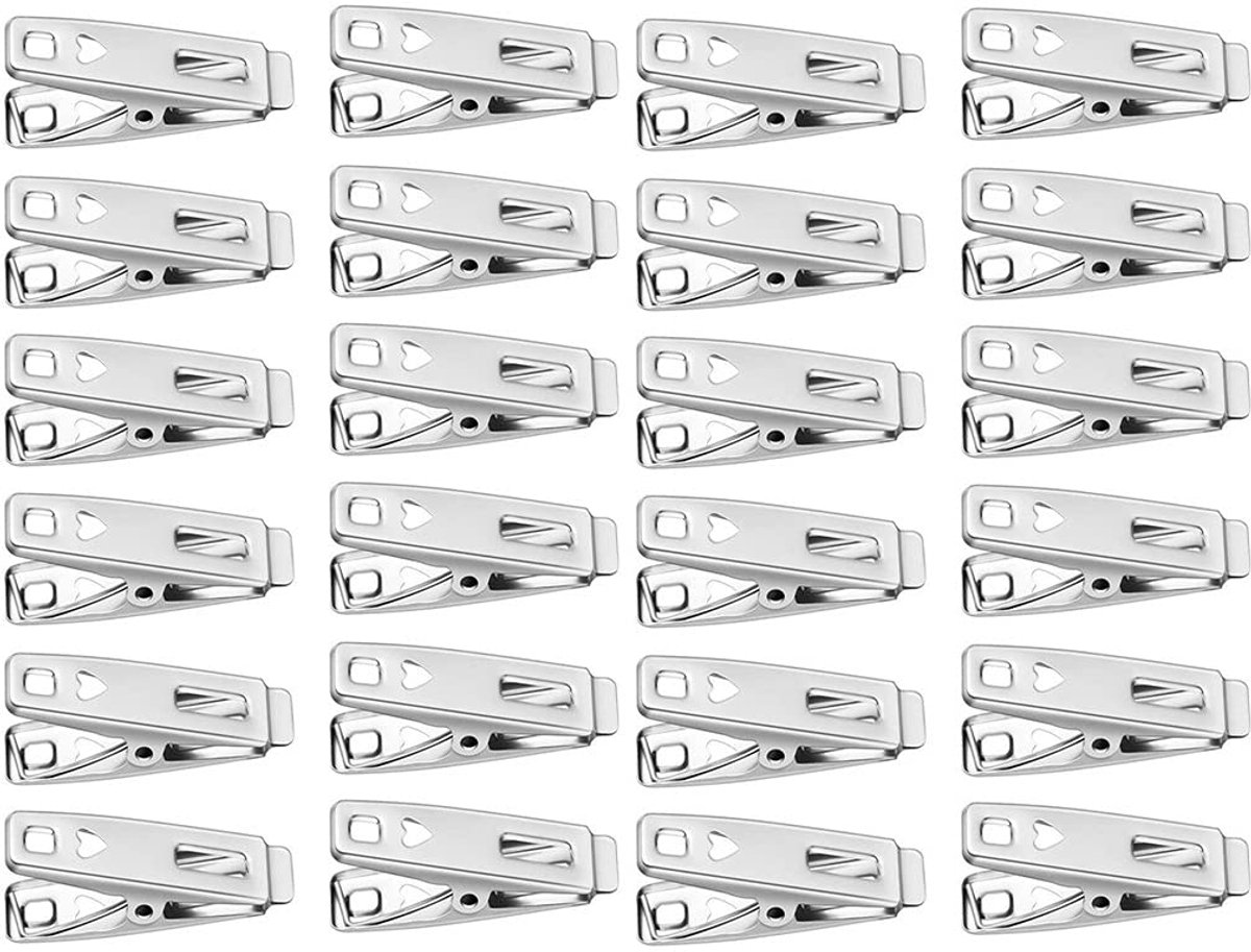 SnelShoppen - 60 Stuks Hartvormige Mini Kledingknijpers RVS - Duurzame Metalen Kledingclips voor Handdoeken, Kleding, Sokken, Snacks, Tuin en Keuken