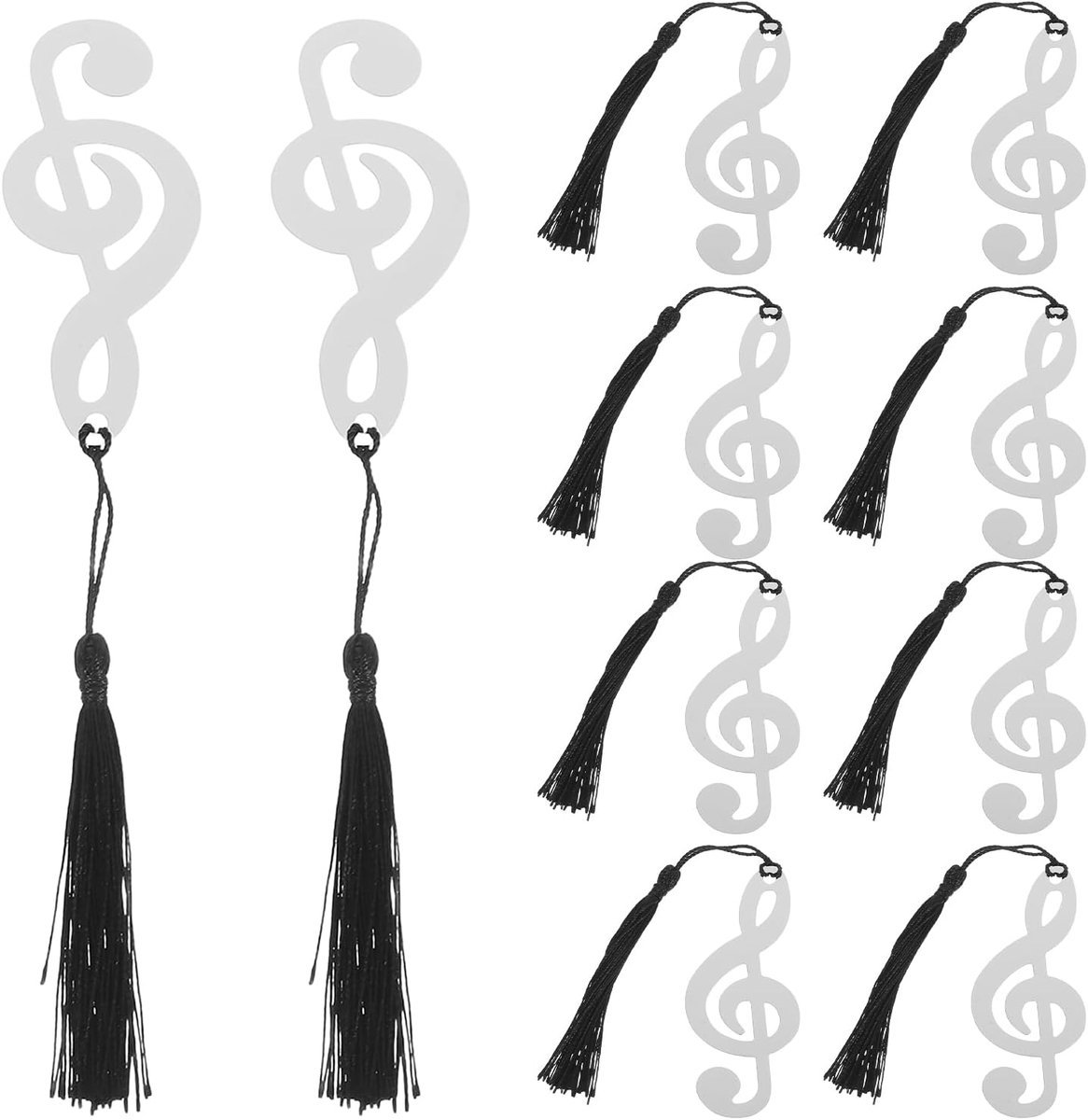 SnelShoppen - Roestvrijstalen bladwijzer met muzikale noot en zwarte kwast - Perfecte afstudeergeschenken voor studenten - Zilver - Uniek en stijlvol