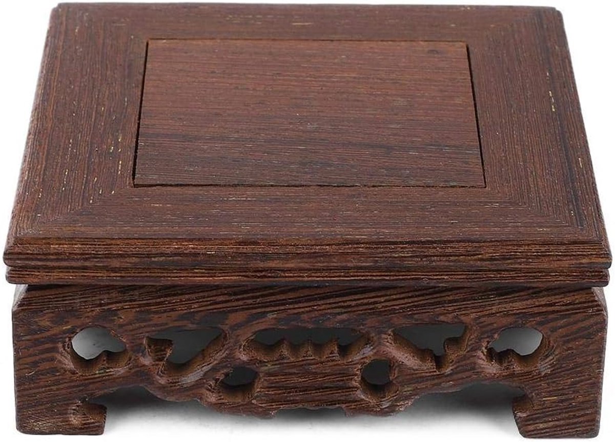 SnelShoppen - Piédestal Carré voor Sculptuur en Decoratie - Houten Presentatiedrager voor Theepot, Vaas en Ornamenten - 10x10 cm en 10x10 cm - Retro e