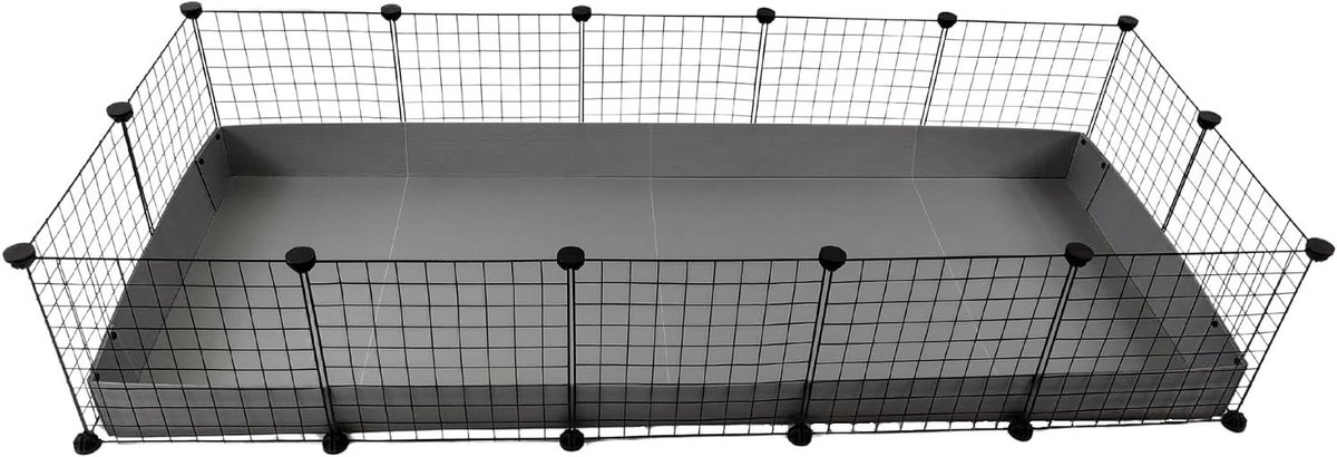 Modulaire Kooi - Dierenverblijf - Kleine Dieren - Uitbreidbaar Systeem - 180 x 75 cm - Zilver