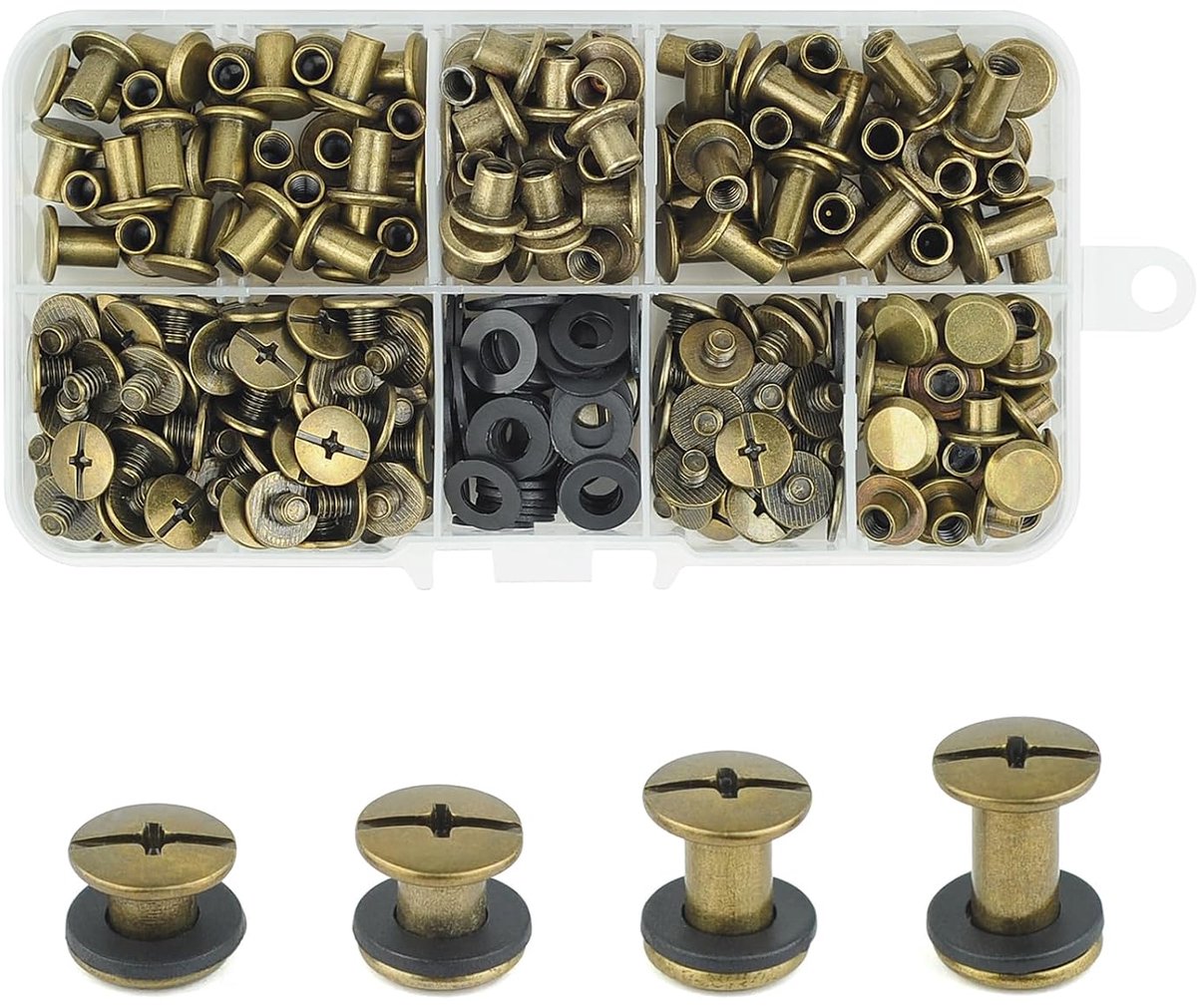 120 Set Chicago Screw Piles, Rivet Chicago Binding Screws, Metal Rivet Replacement Repair for Bags, Craft, Collar - ShopVlot