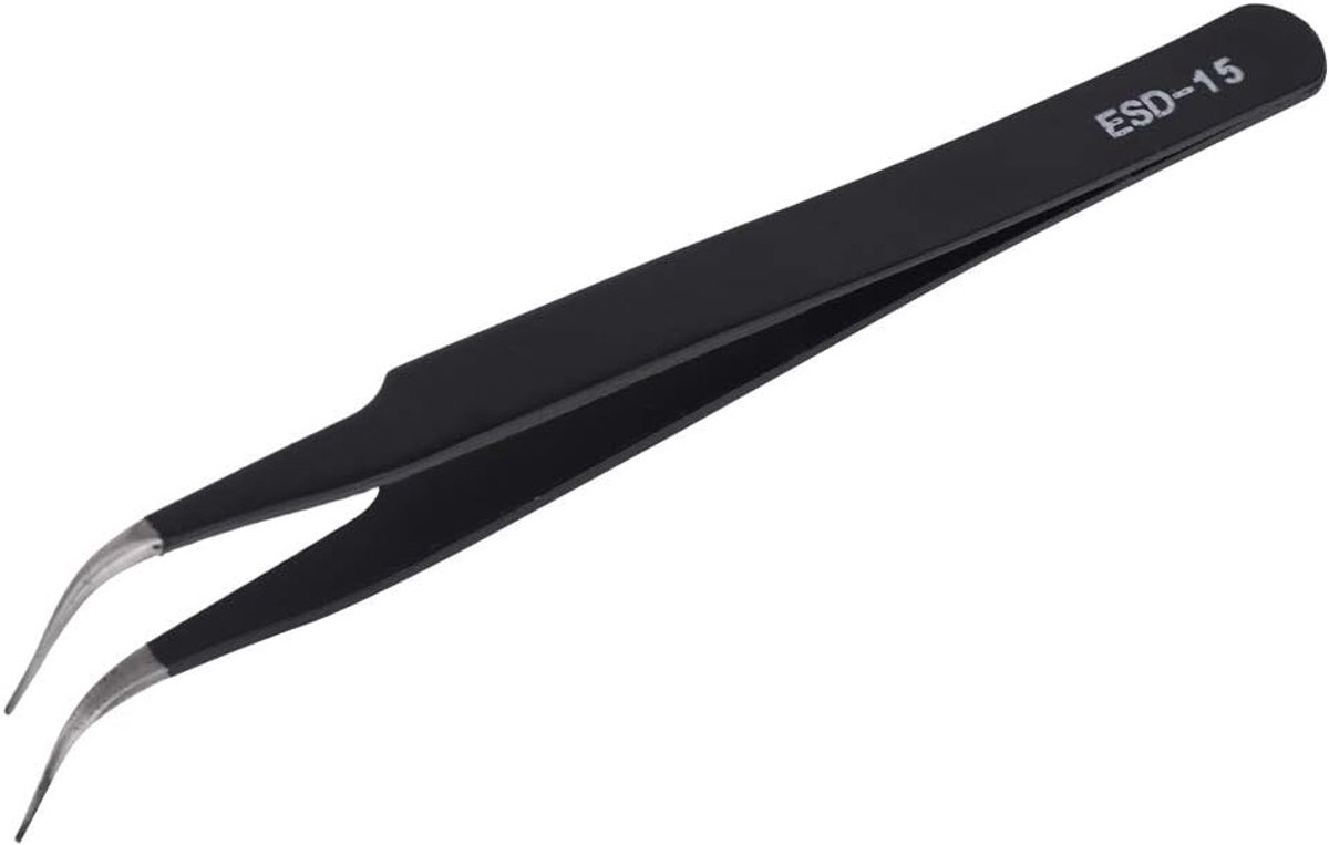 SnelShoppen - Antistatische RVS Pincet Set HOT-ESD 15 - Onderhouds- en Reparatieset voor Elektronica, Industrie en Hobby - Elbow Pincet voor Sieraden