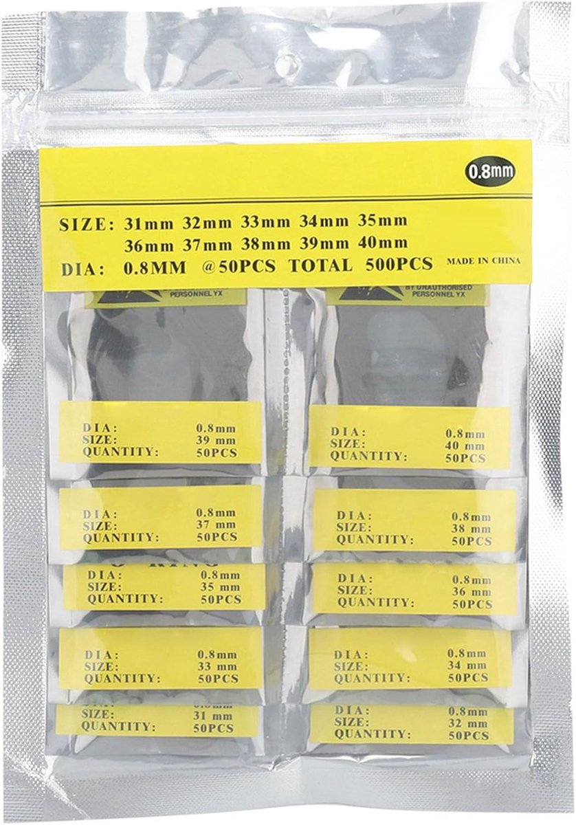 SnelShoppen - O-ring set 500 stuks voor horloge reparatie, rubber gasket voor waterdichtheid, flexibele en duurzame horloge afdichtringen