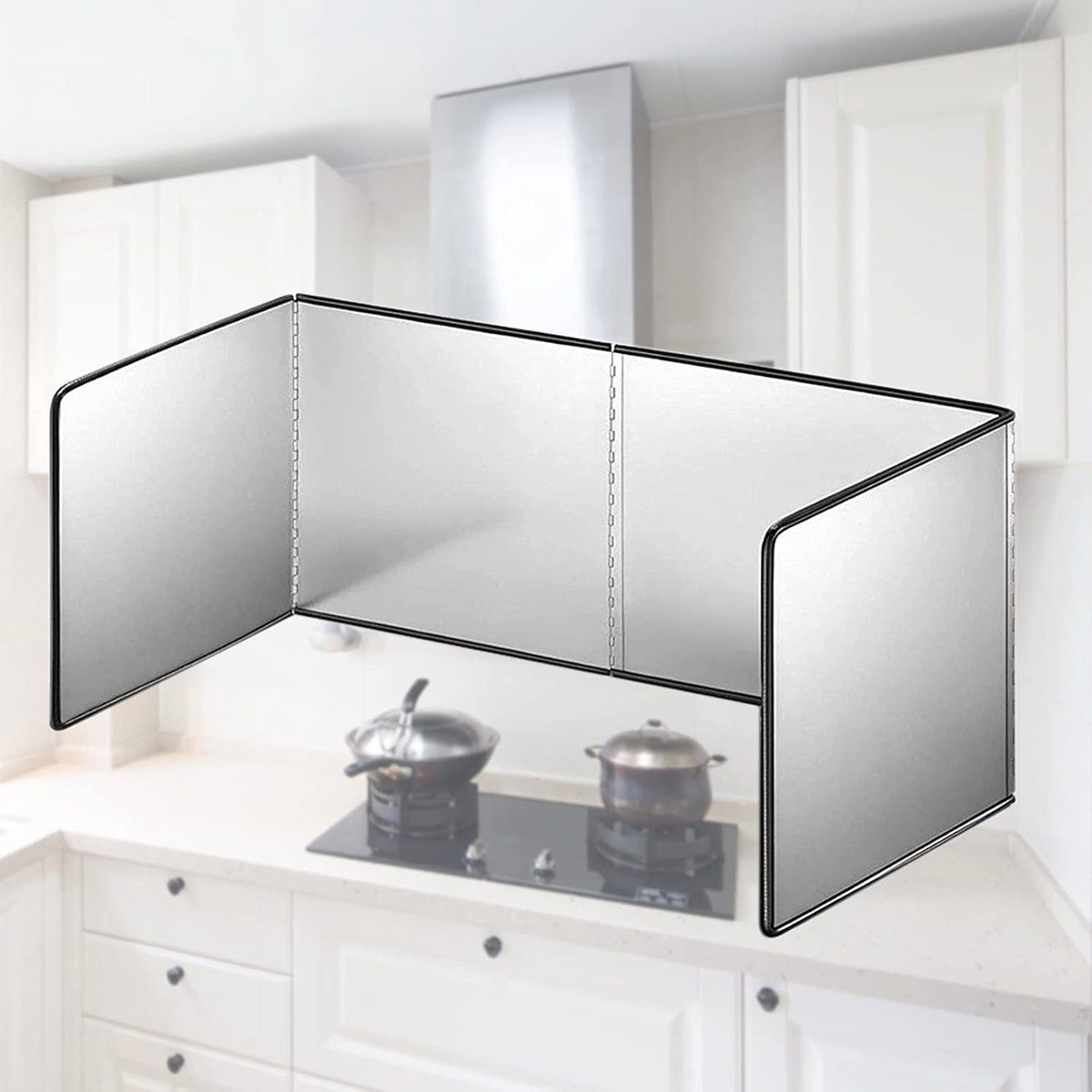 SnelShoppen - RVS Spatbeschermer Keuken, Vouwbare Spatbeschermer, Olie Damp Gids, Keuken Fornuis, Spatbeschermer 30 x 80 x 40 cm