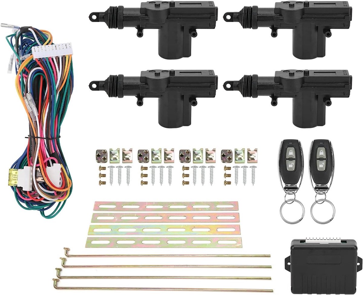SnelShoppen - Centrale Vergrendelingskit, Afstandsbediening Keyless Entry Systeem 12V met LED Indicatie en 2 Controllers