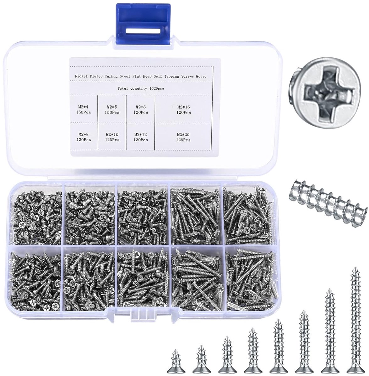 M2 Self Tapping Wood Screws, Phillips Head Screws, Flat Head Screws, Self Drilling Cup Screws, Countersunk Screws - ShopVlot