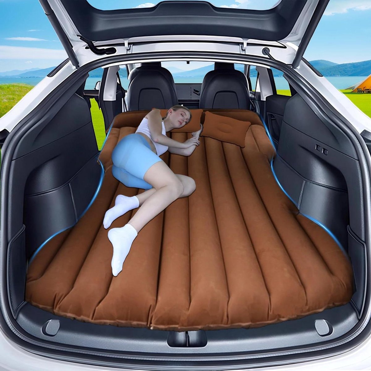 Auto Luchtmatras - Kampeerbed Opblaasbaar - Reizen en Kamperen - 4 Onafhankelijke Luchtkamers - 195 x 130 x 15 cm