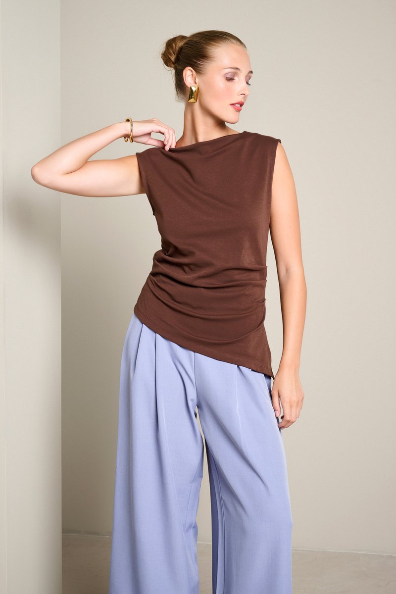 LolaLiza Top T Drapedsm2f 02200588 Brown Dark Chocolate Dames Maat - S